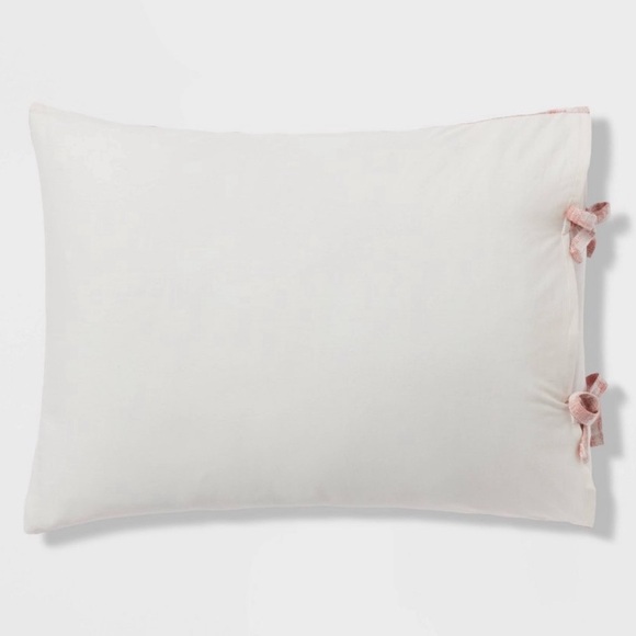 Threshold King Yarn Dye Ikat Duvet Cover and Sham Set Ivory/Mauve Cotton Slub - Picture 5 of 11